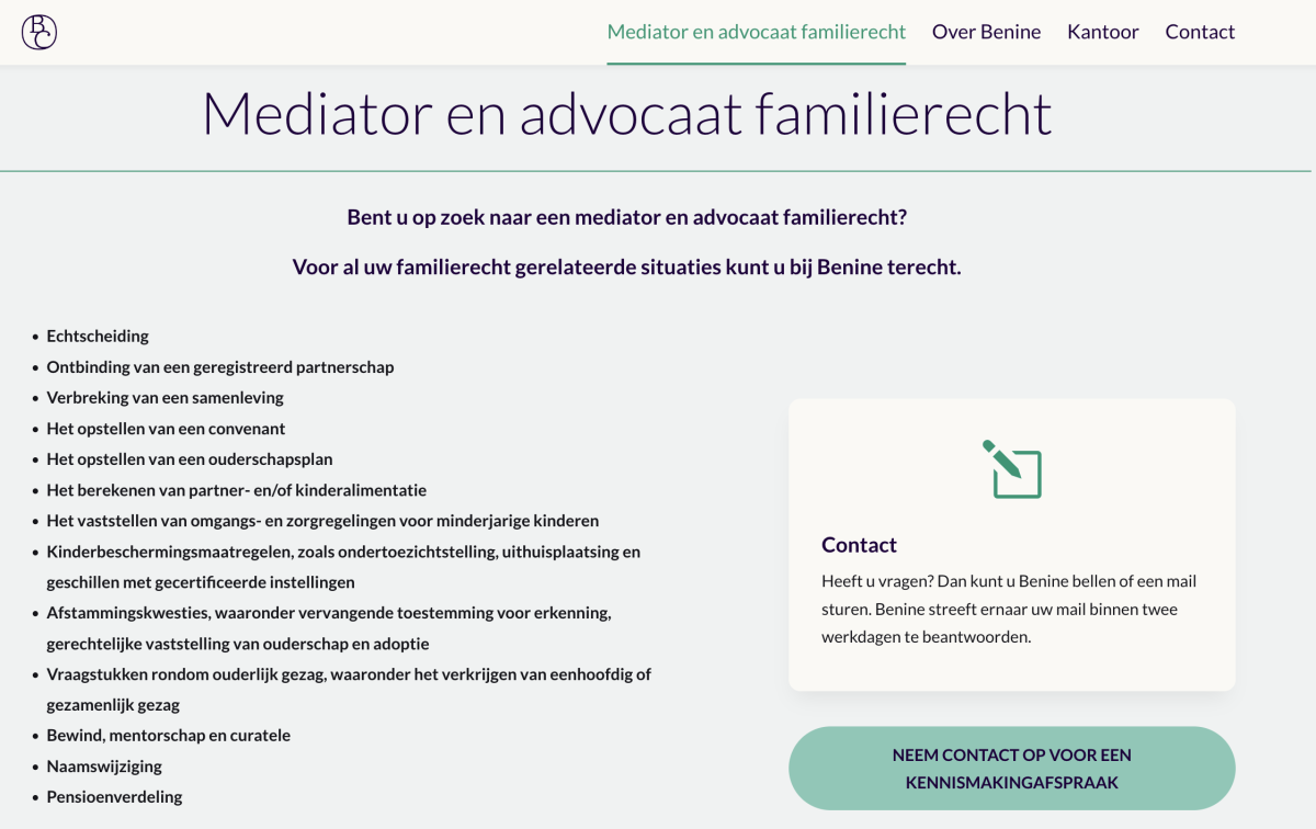 website voor Bij Benine